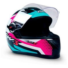 Imagem de Capacete Fechado Confortável E Resistente Azul Tifanny Com Rosa Tamanh