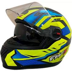 Imagem de Capacete Moto Fechado Gtx Fox Fw3 Óculos Fumê Várias Cores, 56, Amarel