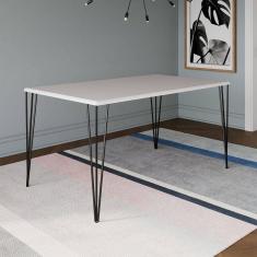 Imagem de Mesa Elen Tampo Retangular 140 X 80 Cm De Madeira Branco Asturias - Cor: Branco