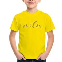 Imagem de Camiseta Infantil Violão Batimentos Cardíacos - Foca na Moda, Amarelo,