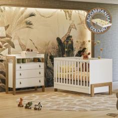Imagem de Quarto de Bebê Fantasia com Cômoda 4410 e Berço 4300 Qmovi Branco Acet