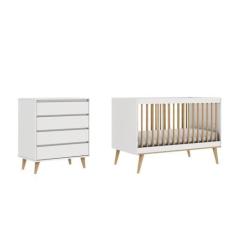 Imagem de Quarto de Bebê Berço 3 em 1 Ligia Cômoda Infantil Gaveteiro Lorena Branco Carolina Baby