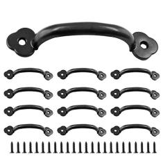 Imagem de Auvotuis Puxador de porta de liga de zinco moderno de 10 cm com parafusos para gaveta, armário, guarda-roupas (8,2 cm de furo a furo)