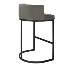 Imagem de Banqueta Alta Estofada Estrutura Aço Carbono Belly Ii Base Preto 65cm Suede Bege