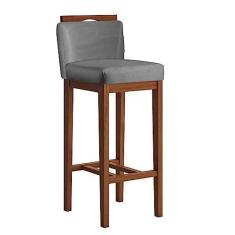 Imagem de Banqueta Alta em Madeira Maciça Libéria Ccs Interiores Pinhao/cinza