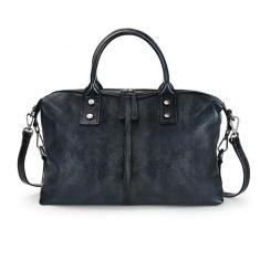 Imagem de LETEULO Bolsa tiracolo feminina de couro com alça superior e bolsa vintage, Preto