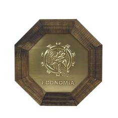 Imagem de Quadro Oitavado Profissão Economia Moldura Madeira - 18 Cm