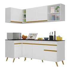 Imagem de Armário de Cozinha Compacta de Canto Veneza Multimóveis V2058 Branco/dourado