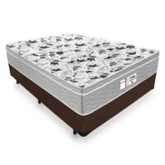 Imagem de Cama Box Casal Tecido Sintético Marrom com Colchão De Molas Ensacadas - Probel Evolution