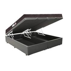 Imagem de Cama Box Baú Queen Colchão Classic Mola Ensacada + Box Bipartido Sintético Cinza Serra Negra 67x158x198