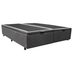Imagem de Base Box Baú para Cama Casal King 192x203cm Bipartido Liz S05 Suede Bordado Cinza - Mpozenato