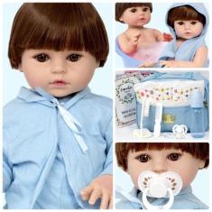 Imagem de Boneco Tipo Reborn Principe Corpo Inteiro Silicone + Itens - Cegonha R