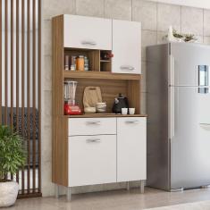 Imagem de Cozinha Compacta 4 Portas 1 Gaveta Malta Demobile Amêndola/branco