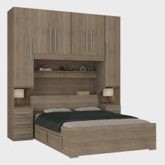 Imagem de Guarda-roupa de Casal com Cama Bau Queen Size Embutida 1220 Castanho