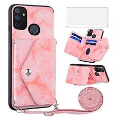 Imagem de Capa de telefone para OnePlus Nord N100 capa carteira com protetor de tela e alça transversal suporte de cartão de crédito de mármore acessórios para celular One Plus N 100 4G 1 Plus 1 plus One+ 1+