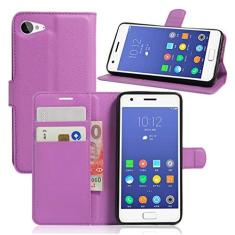 Imagem de Capa carteira Lenovo ZUK Z2, capa carteira flip de couro PU premium com compartimento para cartão, suporte e fecho magnético [capa interior à prova de choque de TPU] Compatível com Lenovo ZUK Z2