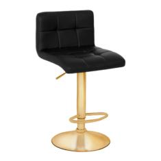 Imagem de Banqueta Giratória Gomos - Preta Alta - Dourado Matte