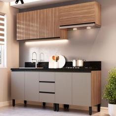 Imagem de Cozinha Compacta Cedro 8 Portas 3 Gavetas Montana/Fumê - Quiditá Móvei
