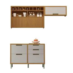 Imagem de Cozinha Modulada 100% MDF 3 Peças Nesher Imperatriz Marrom Off White