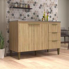 Imagem de Balcão de Cozinha para Pia 120 Cm Ana 2 Portas 3 Gavetas Dourado - Jcarvalho