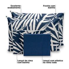 Imagem de Lençol Queen 6 Pçs Estampado Percal 180 Fios Bainha 40cm Altura - Bem 
