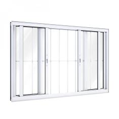 Imagem de Janela de Aluminio Abertura Central 2 Folhas Móveis e 2 Fixas e Grade 120x150 Lucasa Branco