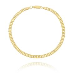 Imagem de Pulseira masculina groumet elo duplo folheado em ouro 18k