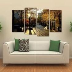 Imagem de Quadro Decorativo Interiores Paisagem Toronto Tecido 4 Peças