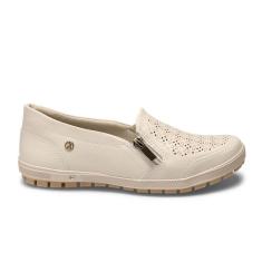 Imagem de Tênis Kolosh Feminino Calce Fácil Slip-On Zíper Nude