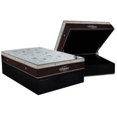 Imagem de Cama Box Baú Casal: Colchão Molas Ensacadas Ortobom Sleep King + Base crc Suede Black (138x188)