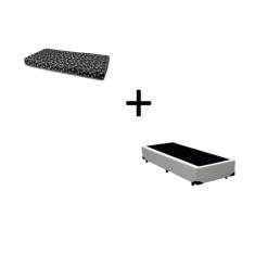 Imagem de Cama Box Solteiro 88 Tecido Sintético Branco Com Colchão Solteiro 88 New York Preto D28 - 100% Espuma - 14x88x188