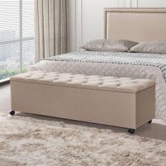 Imagem de Recamier Baú Com Rodízios Cancun 1,30m Veludo Bege - Bege