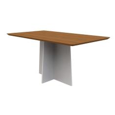 Imagem de Mesa Jantar 6 Lugares 1,60m Madeira Anitta Off White Imbuia