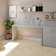 Imagem de Mesa Reta Corp 25mm 160 cm Bramov Móveis Cinza Cristal