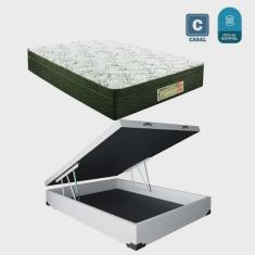 Imagem de Cama Box casal com baú branca + Colchão Molas bonnel 1,38 x 1,88 x 24 cm