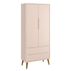 Imagem de Guarda-Roupa Retrô 2 Portas Théo New Rosa Fosco Com Madeira - Reller