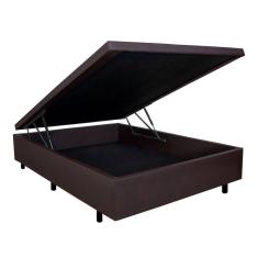 Imagem de Base Box Baú Viúva em Courino 120x203x42cm Marrom