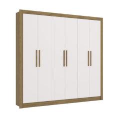 Imagem de Guarda-Roupa Casal Kappesberg 6 Portas 2 Gavetas Marrom Branco - M569b