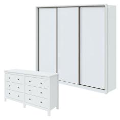 Imagem de Guarda Roupa Spazio 270 e Cômoda Maggiore Branco Brilho - Lopas