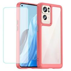 Imagem de Wanyuexes Capa para Oppo Reno7 Pro 5G, CPH2293 com protetor de tela de vidro temperado, antiamarelamento, parte traseira rígida transparente de policarbonato e capa protetora de TPU macio para Oppo