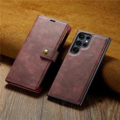 Imagem de Carteira magnética de couro 2 em 1 capa de telefone para Samsung S23 S22 S21 S20 S10 Note20 10 Plus Ultra FE Capa flip destacável, vermelha, para S20 Plus