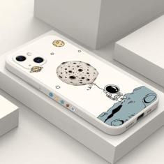 Imagem de Capa de telefone de astronauta do espaço bonito dos desenhos animados para iPhone 15 Capas para iPhone 14 13 12 11 Pro Max XR XS X 7 8 15 Plus Capa de silicone fosca, 7, para iPhone 12 Mini