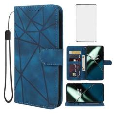 Imagem de Wanyuexes Capa para OnePlus 11, capa carteira One Plus 11 5G PHB110 com protetor de tela de vidro temperado, sensação de pele PU flip fólio suporte para cartão de crédito capa para telefone para