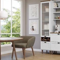 Imagem de Balcão Cristaleira Para Cozinha 2 Portas de Vidro Provençal Iluminata Genialflex Branco Fosco