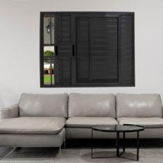Imagem de Janela Veneziana de Alumínio 3 Folhas 100 x 100cm Linha 25 com Grade E