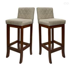 Imagem de Kit 2 Banquetas Média em Madeira Maciça Tóquio Matelassê Suede Bege CCS