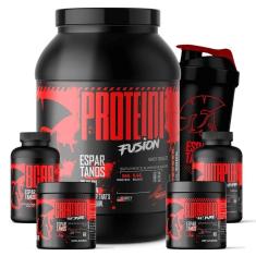 Imagem de Whey Protein Fusion + Bcaa + Crea + Gluta + Multi-Vitaminico + Copo - Espartanos-Unissex