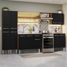 Imagem de Armário De Cozinha Completa 293cm Com Pia Rustic/preto Emilly Madesa 07 Rustic/preto