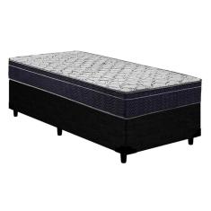 Imagem de Cama Box Solteiro: Colchão Anatômico Ortobom D45/EP Airtech 150 Ortopilow + Base CRC Courano Black(88x188)