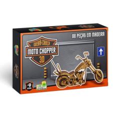 Imagem de Quebra Cabeça Moto Chopper Madeira 3D 86 Peças Aquarela